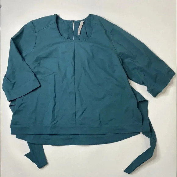 MELISSA McCARTHY Seven7 Emerald Green Front Tie 3/4 Sleeve Blouse Womens Size 3X - Picture 2 of 7